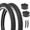 2-Pack Kids Bike Tires Set: Hycline 16x2.125 Inch (57-305 mm) Folding Replacement Puncture-Resistant Bicycle Tires and Pair 16-inch Inner Tubes with Tire Levers for BMX, MTB or Kids Children Racing view 1