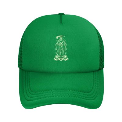 Santa Muerte Hat Adult Mesh Baseball Cap Trucker Sun Visor Outdoor Sports Cap for Men Women Green