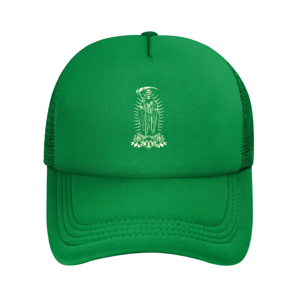 Santa Muerte Hat Adult Mesh Baseball Cap Trucker Sun Visor Outdoor Sports Cap for Men Women Green