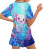 Upetstory Kawaii Axolotl Pajamas Set for Women Two Piece Pjs Set Summer T-Shirt and Shorts with Pocket Short Sleeve Sleepwear Loungewear Home Clothes Nightwear Holiday Party S view 2