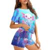 Upetstory Kawaii Axolotl Pajamas Set for Women Two Piece Pjs Set Summer T-Shirt and Shorts with Pocket Short Sleeve Sleepwear Loungewear Home Clothes Nightwear Holiday Party S view 3