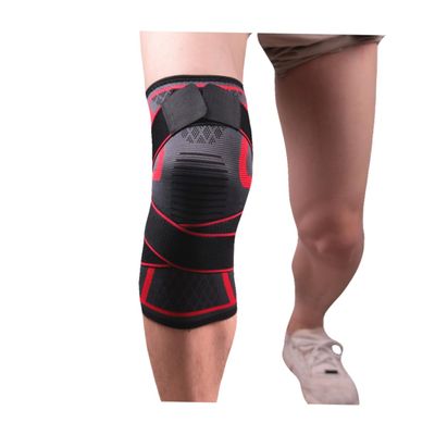 FRCOLOR Elastic Compression Knee Brace Sleeve for Basketball Hiking Outdoor Sports Protective Knee Pad Red for Injury Recovery Support