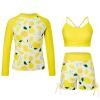 Funnycokid Girls Swimsuits Size 9-10 Bathing Suit Swimwear Boyshort Zip Rash Guard Set Lemon Bikini Long Sleeve 3 Piece view 1
