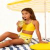Funnycokid Girls Swimsuits Size 9-10 Bathing Suit Swimwear Boyshort Zip Rash Guard Set Lemon Bikini Long Sleeve 3 Piece view 3