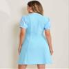 Allegra K Elegant Dresses for Women's Tie Neck Puff Short Sleeve Office Work Dress X-Small Light Blue view 2