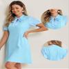 Allegra K Elegant Dresses for Women's Tie Neck Puff Short Sleeve Office Work Dress X-Small Light Blue view 4