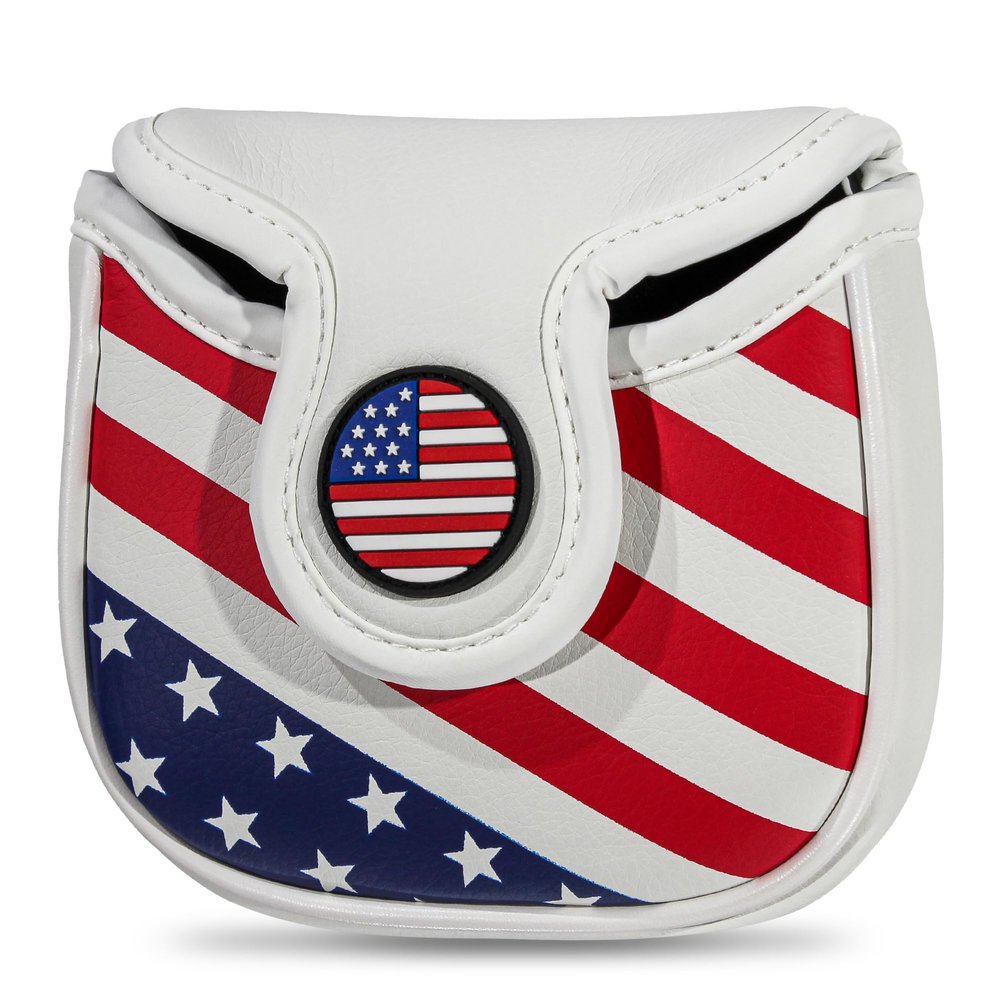 Mallet Putter Cover Headcover,Heel Shaft Mallet Cover Square with Magnetic Closure & USA Stars and Stripes