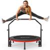 BCAN 40" Foldable Mini Trampoline Max Load 330lbs, Fitness Rebounder with Adjustable Foam Handle, Exercise Trampoline for Adults Indoor/Garden Workout, Black Red
