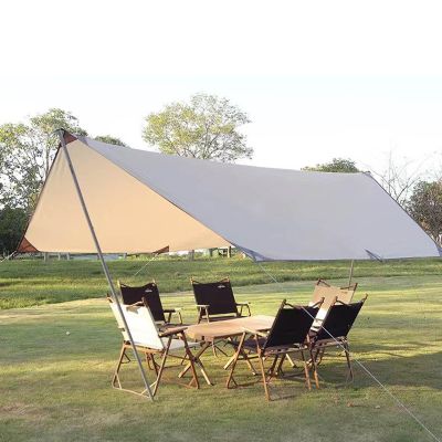KAnduo Camping Tarp, 1815ft Tarp with Poles, Lightweight Awning Sunshade, Portable Multifunctional Backpacking Tarp, Ideal to Enjoy with Family and Friends(Milky White,177x173x102inch)