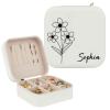 Snirov Custom Jewelry Box, Personalized Jewelry Travel Case Leather Mini Jewelry Case with Name & Birth Flower Mothers Day Gifts, Birthday Gifts, Wedding Gifts for Women Mom Wife Girls view 1