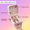 Snirov Custom Jewelry Box, Personalized Jewelry Travel Case Leather Mini Jewelry Case with Name & Birth Flower Mothers Day Gifts, Birthday Gifts, Wedding Gifts for Women Mom Wife Girls view 4