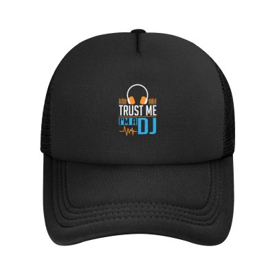 Gdiebdid Trust Me I'm The Dj Hat Adult Mesh Baseball Cap Trucker Sun Visor Outdoor Sports Cap for Men Women Black