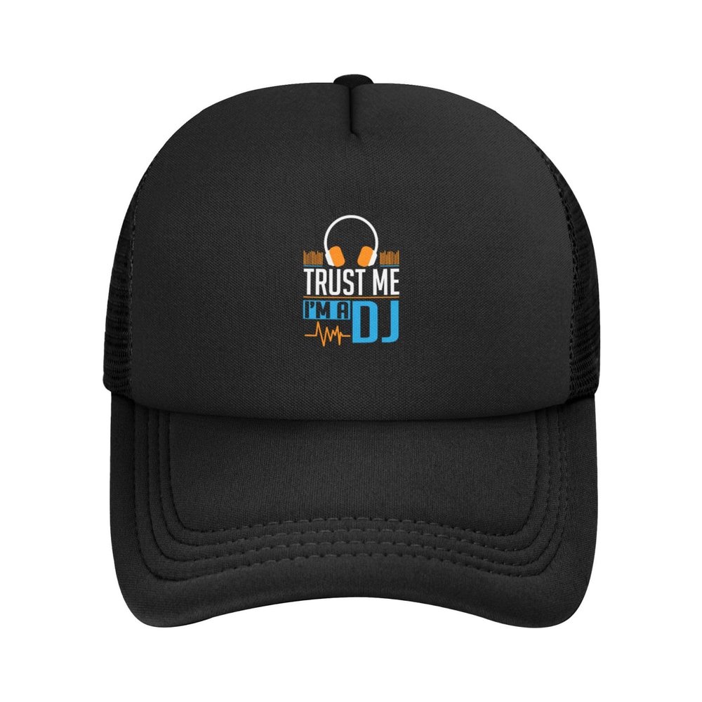 Gdiebdid Trust Me I'm The Dj Hat Adult Mesh Baseball Cap Trucker Sun Visor Outdoor Sports Cap for Men Women Black
