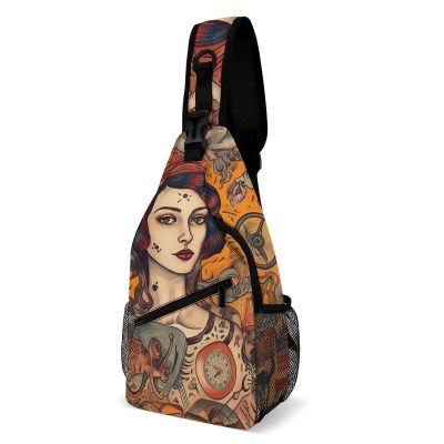 ZJCDPBR Sling Bag Vintage Poster Style Printed Sling Backpack Multipurpose Crossbody Shoulder Bag Urban Outdoor Travel Hiking Daypack for Women Men, 38x20cm
