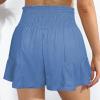 Womens Summer Shorts High Waisted Tie Knot Front Ruffle Hem Lounge Shorts Solid Color Wide Leg Flowy Pajama Shorts view 4
