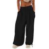 Baggy Harem Pants Women Drawstring Elastic Waist Wide Leg Hippie Beach Pants Relaxed Fit Lounge Pants with Pockets Black view 1