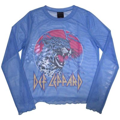 Def Leppard Lightning Leopard Long Sleeve Mesh Crop Top Size XXL