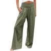 Flowy Pleated Beach Pants for Women Summer Casual High Waist Wide Leg Palazzo Pants Comfy Loose Pajama Lounge Pants view 1
