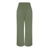 Flowy Pleated Beach Pants for Women Summer Casual High Waist Wide Leg Palazzo Pants Comfy Loose Pajama Lounge Pants view 3