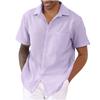 QWENTMTNTY Beach Shirts for Men Linen Cotton Regular Fit Casual Summer Shirt Big and Tall Collared Button Up Shirt Men Mens Clothing A-Purple view 1