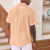 Men's Casual Button-Down Shirts Short Sleeve Regular Fit Stylish Summer Shirt Big Tall Cotton Linen Beach Shirts Vacation Clothes A-red view 2