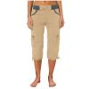 Womens Capris Cargo Hiking Pants Casual Cotton Linen Pants Outdoor Elastic Waist Straight Leg Sweatpants with Pockets Khaki view 2