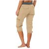 Womens Capris Cargo Hiking Pants Casual Cotton Linen Pants Outdoor Elastic Waist Straight Leg Sweatpants with Pockets Khaki view 3