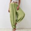 NineFit Basics Baggy Harem Pants Women Drawstring Elastic Waist Wide Leg Hippie Beach Pants Relaxed Fit Lounge Pants with Pockets Khaki, Large view 2