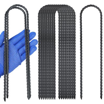 JPOIP 12-Inch Trampoline High Wind Stakes Heavy Duty Ground Anchors U Rebar Stakes for Trampoline, Dog Fence (48 Pack)