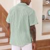 QWENTMTNTY Designer Shirts for Men Fashion Button Down Shirt Men Summer Casual Relaxed Hawaiian Vacation Beach Cotton Linen Shirts Mens Clothes A-Green view 2