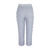 Striped Linen Pants Women Casual Summer Elastic High Waist Relaxed Fit Lightweight Capris Trousers with Pockets Blue view 4
