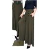 Culottes for Women Dressy High Waisted Summer Flowy Pleated Wide Leg Long Pants Trousers Office Loose Fit Suit Pants Khaki view 2