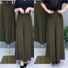 Culottes for Women Dressy High Waisted Summer Flowy Pleated Wide Leg Long Pants Trousers Office Loose Fit Suit Pants Khaki view 3