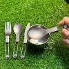 RUNGEASINI Titanium Cutlery Camping Folding Spoon Outdoor Portable Tableware Set Travel Lightweight Flatware RT004T view 3
