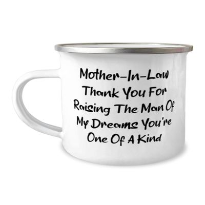 Generic Gag Mother-in-law Gifts, Mother-In-Law Thank You For Raising The Man, Birthday 12oz Camping Mug For Mother-in-law from Daughter, White