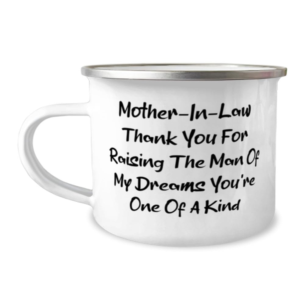 Generic Gag Mother-in-law Gifts, Mother-In-Law Thank You For Raising The Man, Birthday 12oz Camping Mug For Mother-in-law from Daughter, White