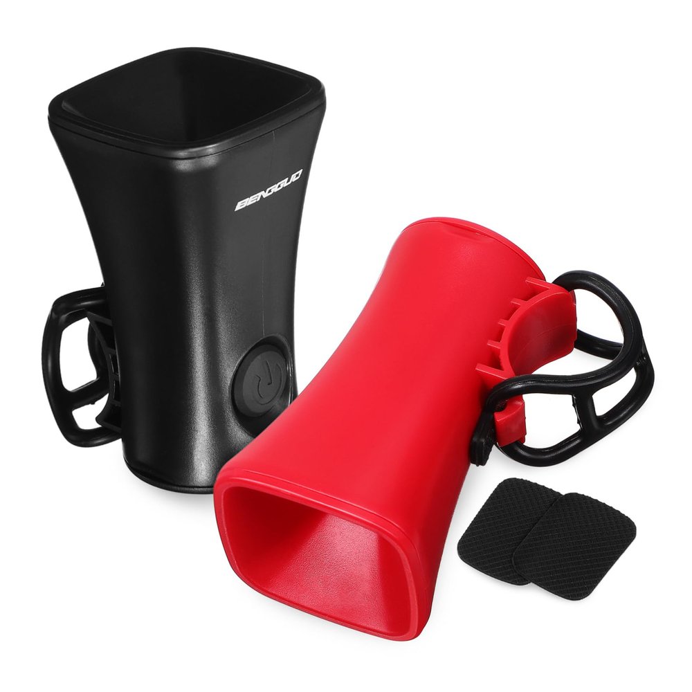WHAMVOX 2pcs Electric Bike Horn Loud and Cycle Horn for Mountain and Road Lightweight and Compact Handlebar Accessory Easy to Install Design Black Red