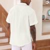 QWENTMTNTY Mens Short Sleeve Button Down Shirts Casual Linen Shirts for Men Big and Tall Fashion Summer Shirt Beach Vacation Essentials A-White view 2
