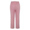 Womens Striped Linen Pants Summer High Waisted Straight Leg Cotton Linen Beach Pants Casual Button Capris Trousers Red view 4
