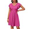 Womens Summer V Neck Dresses Casual Ruffle Short Sleeve Mini Dress Flowy Swing Cocktail Wedding Guest Dresses for Women Hot Pink view 1