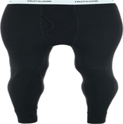 Fruit of the Loom Men's Recycled Premium Waffle Thermal Underwear Long Johns Bottom (2 Pack) Medium Black