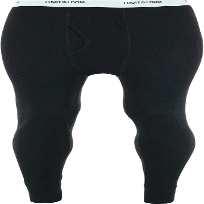 Fruit of the Loom Men's Recycled Premium Waffle Thermal Underwear Long Johns Bottom (2 Pack) Medium Black