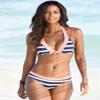 LASCANA Womens Striped Classic Bikini Bottom  Sporty Swimwear with Regular Fit and Comfortable Stretch,Navy Striped-12 view 2