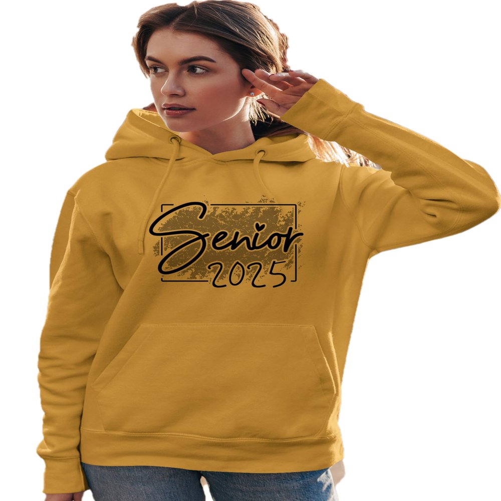 4X-Large Gold Mens Script Heart Senior 2025 Graduate High School College Sweatshirt Hoodie