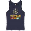 Vietnam War Proud Veteran Tank Top American Army Vet Saigon Serve Defend Freedom DD 214 Soldier Patriotic Men's Top Navy Blue X-Large view 1