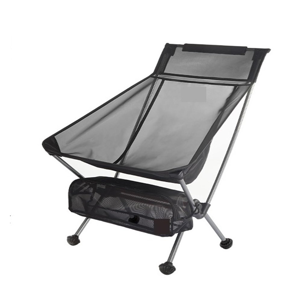 BINGLEI Folding Chairs for Outside Lightweight Portable Compact Folding Outdoor Moon Chair Camping Fishing Picnic Beach Chair Backrest Stool BBQ Portability,Quick Storage(Black Medium)