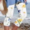 Capris Pants for Women 2024 Summer Casual Floral Print Sweatpant Loose Elastic Waist Pant Comfy Lightweight Capri view 2