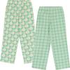 Mad Dog Girl's Pajama Pants - 2/3 Pack, Soft Micro Fleece Fashion Sleepwear Lounge. Sizes: 6-16, 2 Pack, 6-8, Green Flowers/Green Plaid view 1