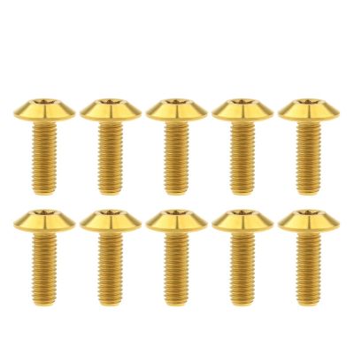 ZHUAYSEJXA 10PCS Ti Alloy Bolts M5x12 15mm Torx Screw Fastener Compatible with Bicycle Motorcycle Installation (Color : Gold M5x12mm)