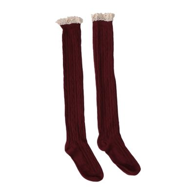 GALPADA 1pair Lace-trimmed Knee Socks for Women Skin-friendly and Warm Stylish Delicate Stockings for Everyday Wear and Gifting